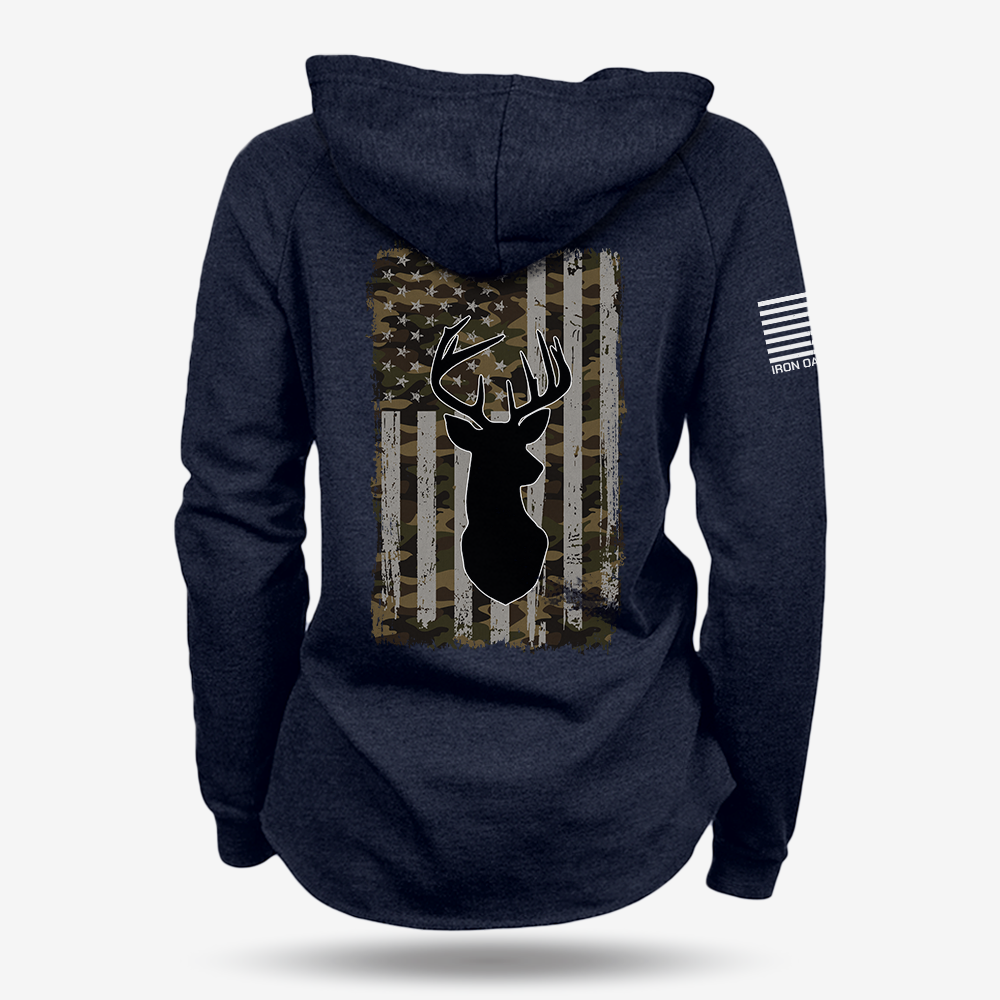 American Flag Camo Buck Women's Hoodie