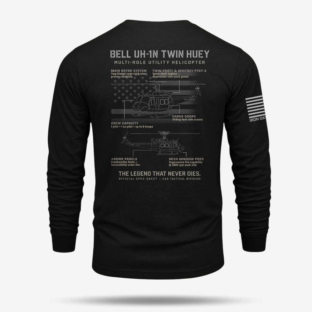 BELL UH-1N TWIN HUEY Schematic Long Sleeve