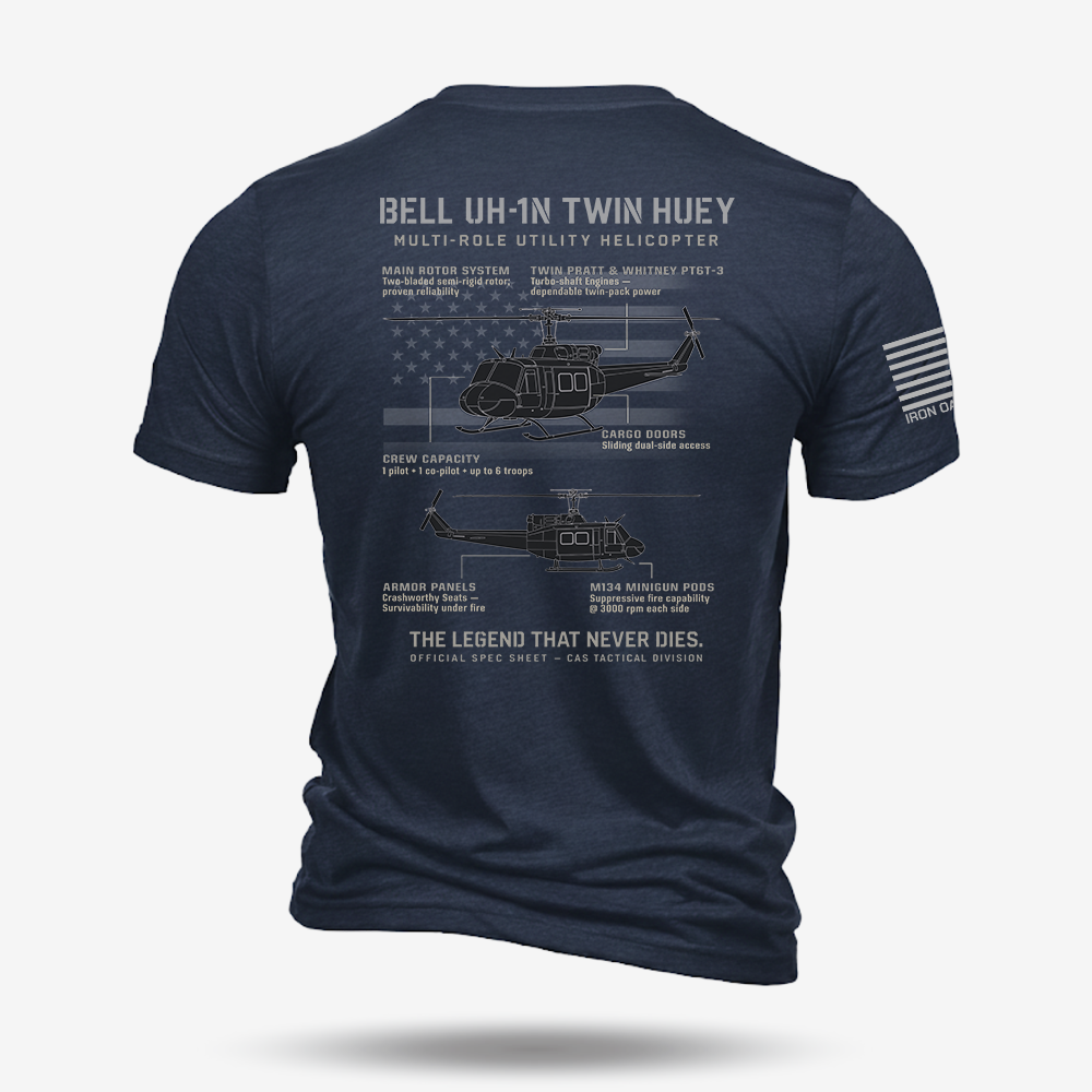 BELL UH-1N TWIN HUEY Schematic T Shirt