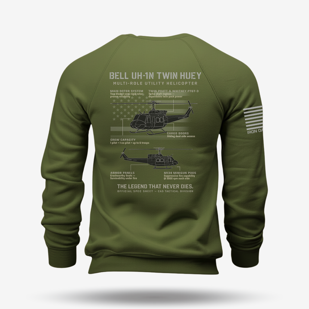 BELL UH-1N TWIN HUEY Schematic Sweatshirt
