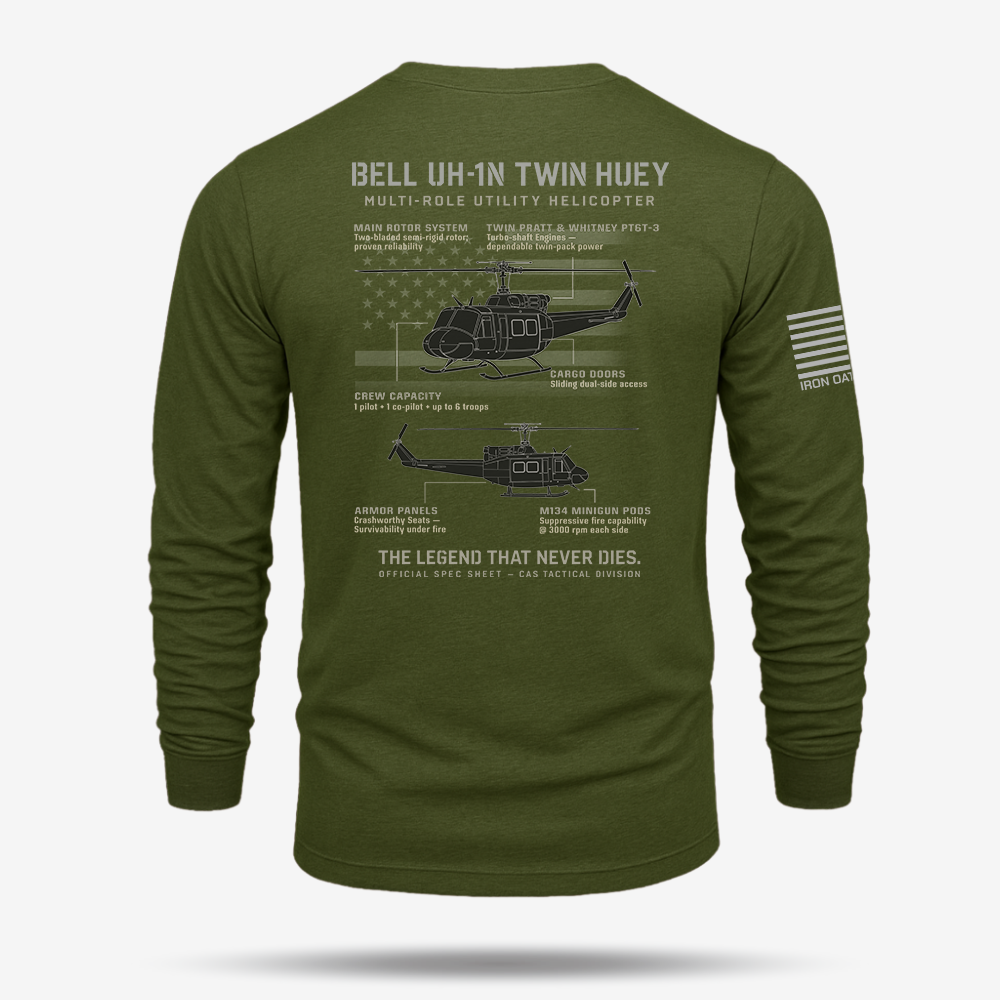 BELL UH-1N TWIN HUEY Schematic Long Sleeve
