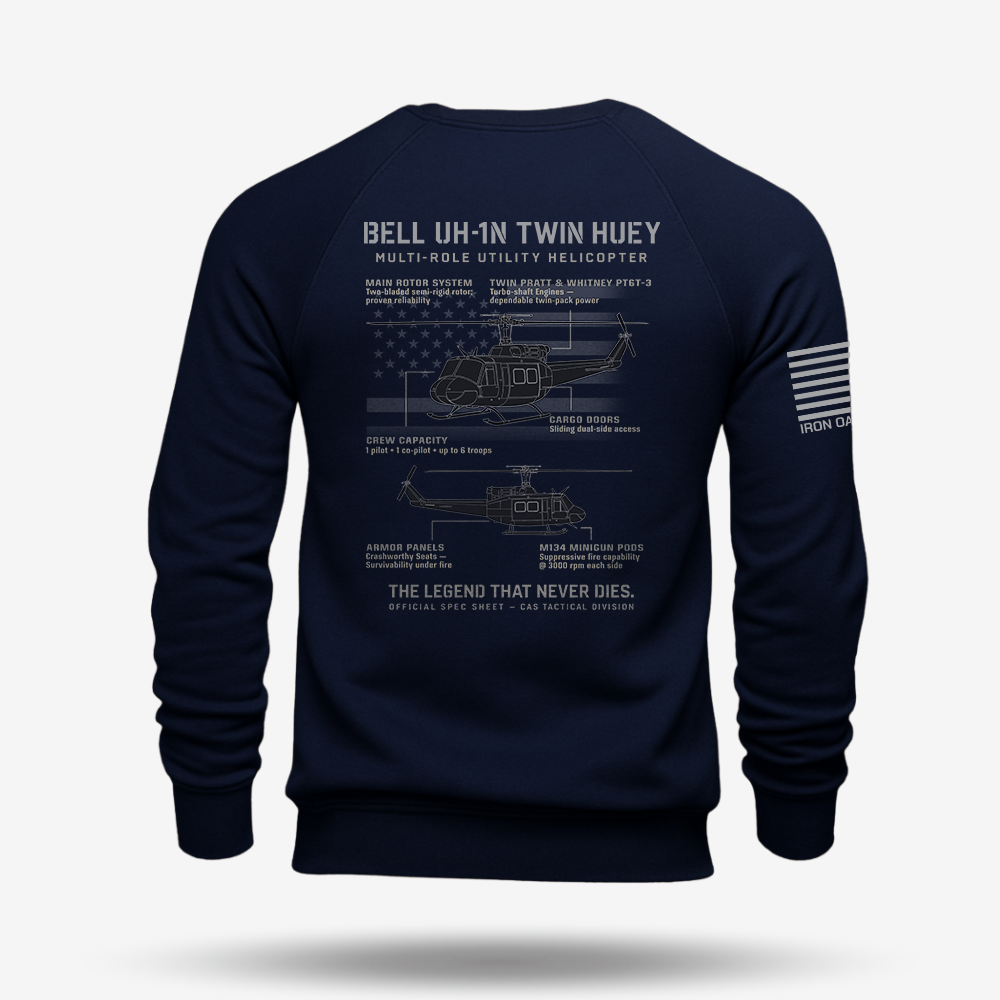 BELL UH-1N TWIN HUEY Schematic Sweatshirt