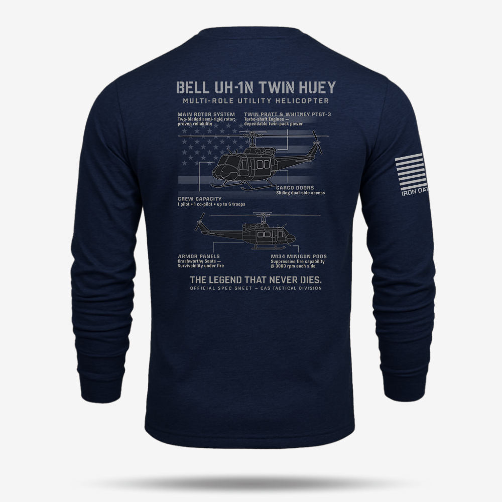 BELL UH-1N TWIN HUEY Schematic Long Sleeve