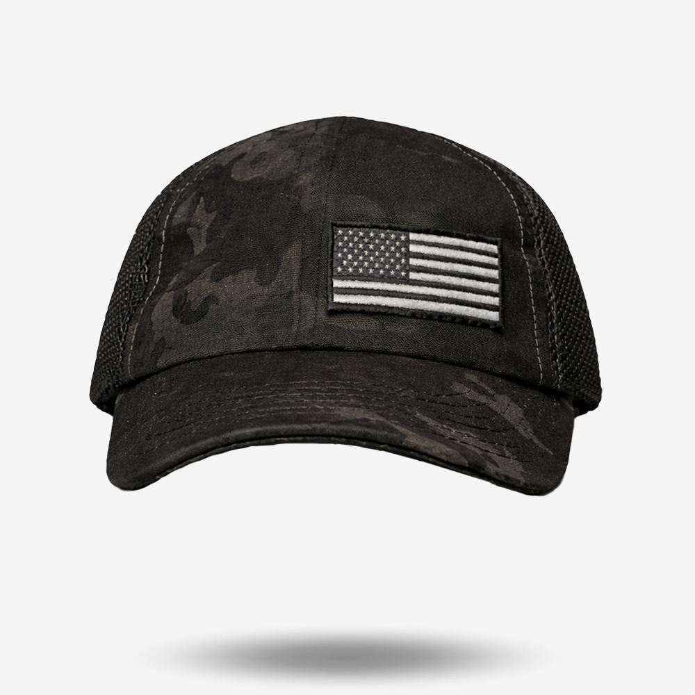 Camo American with American Flag - Trucker Hat