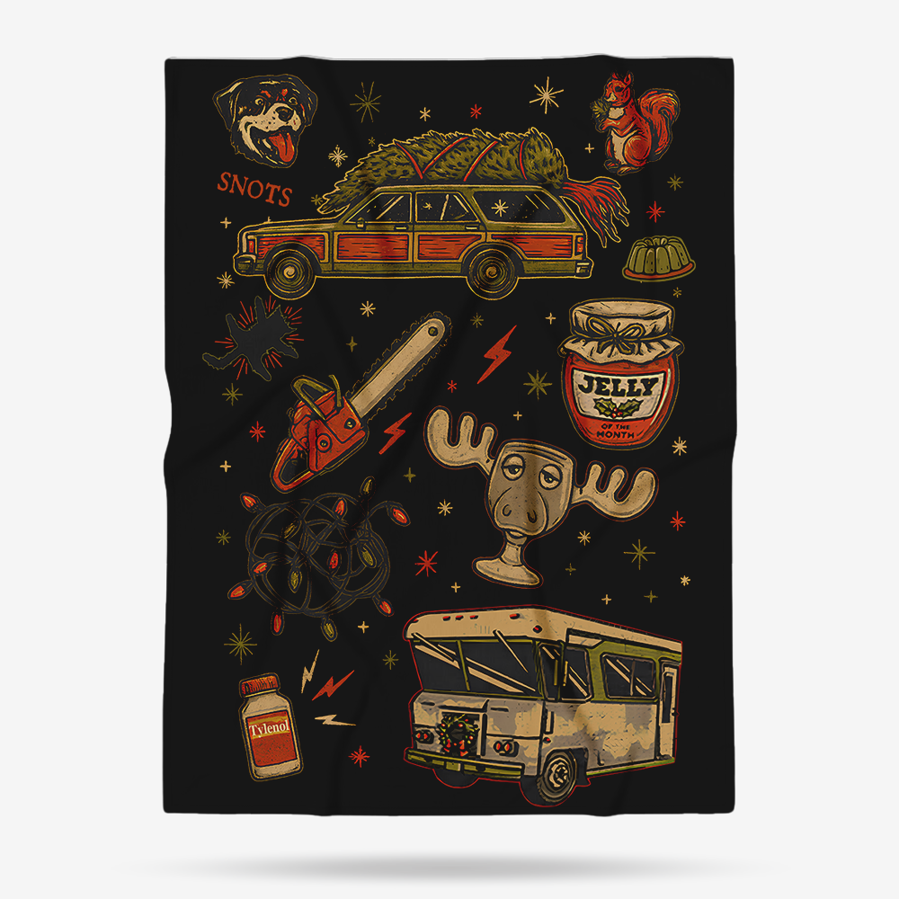 Christmas Vacation Chaos Sherpa Blanket