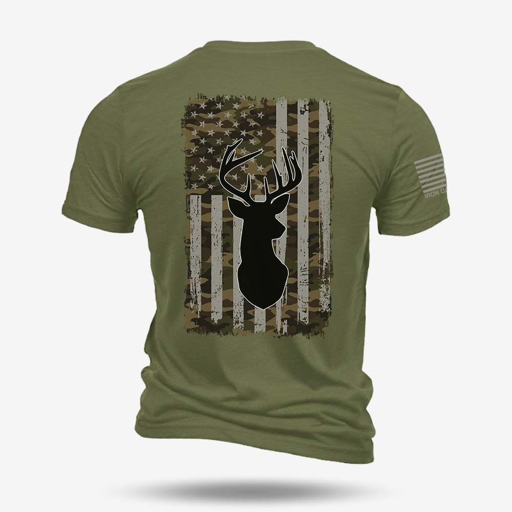 American Flag Camo Buck T Shirt