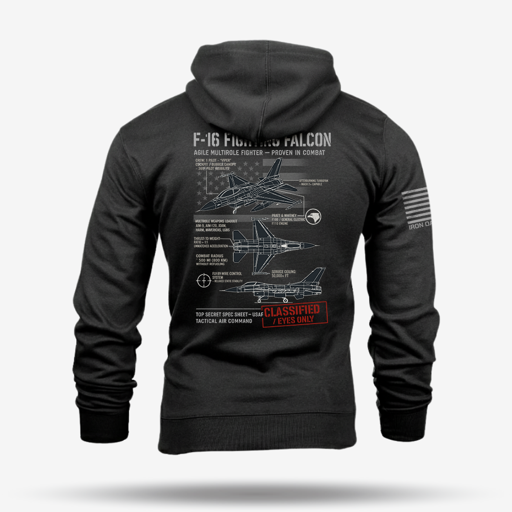 F-16 Fighting Falcon Schematic Hoodie