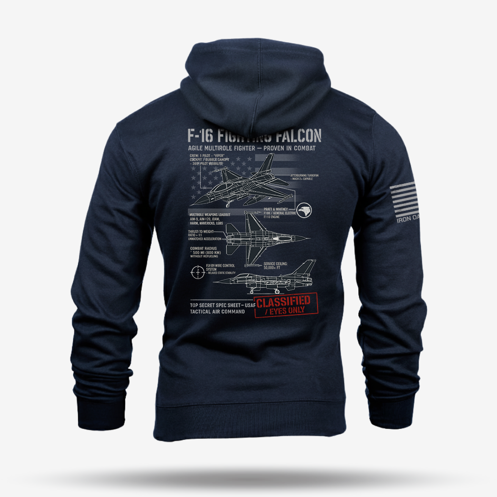 F-16 Fighting Falcon Schematic Hoodie