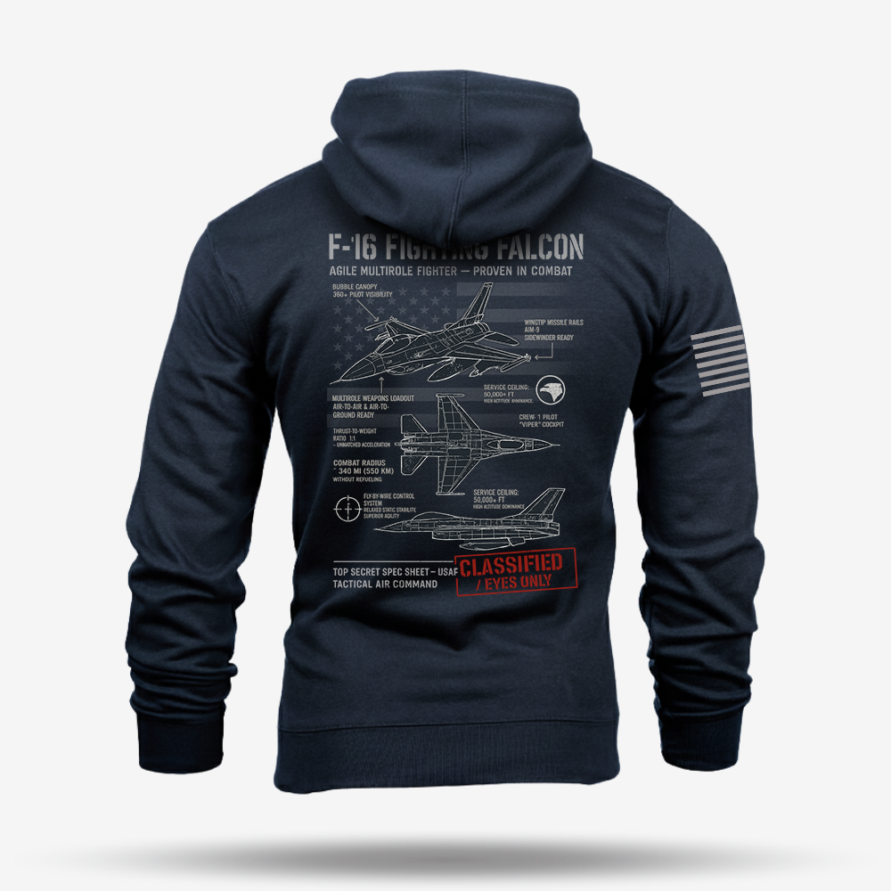 F-16 Fighting Falcon Schematic Hoodie