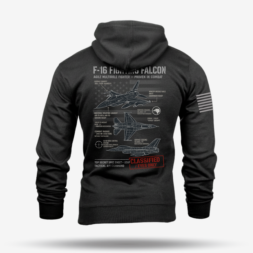 F-16 Fighting Falcon Schematic Hoodie