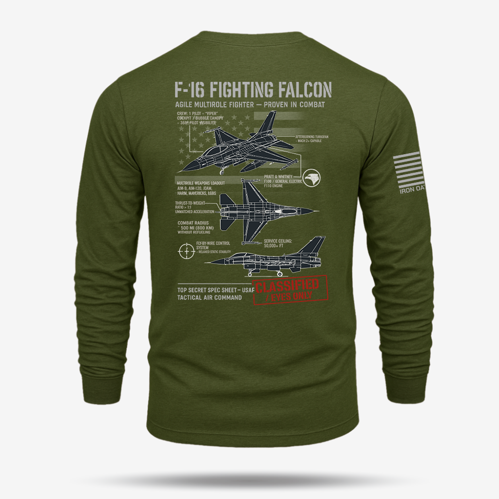 F-16 Fighting Falcon Schematic Long Sleeve