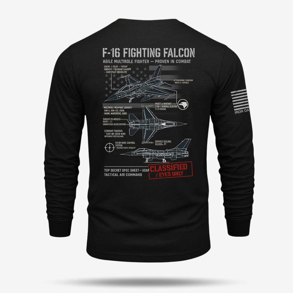 F-16 Fighting Falcon Schematic Long Sleeve
