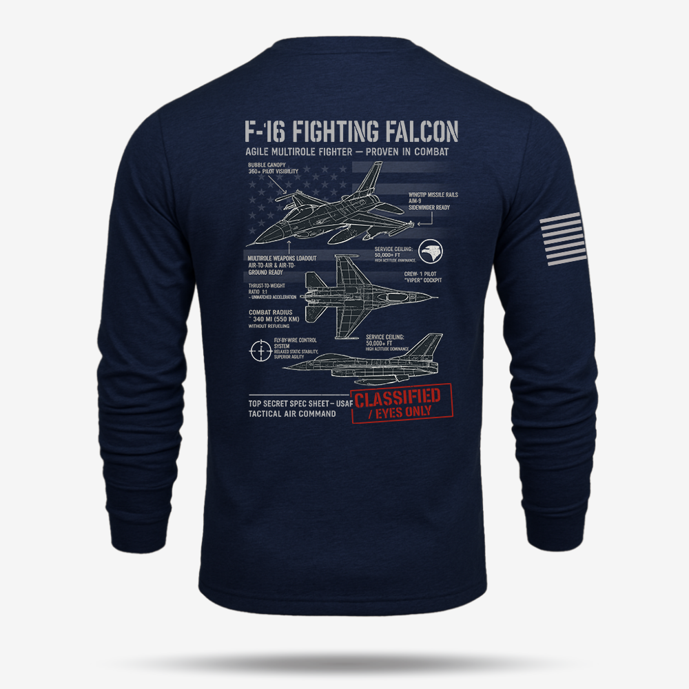 F-16 Fighting Falcon Schematic Long Sleeve
