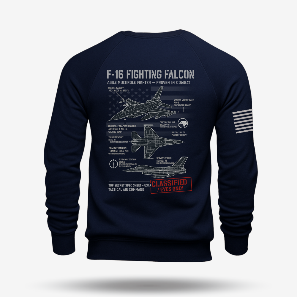 F-16 Fighting Falcon Schematic Sweatshirt