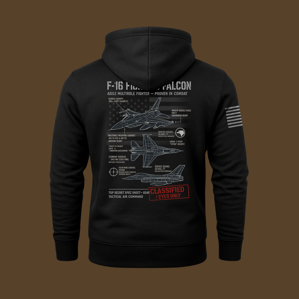 F-16 Fighting Falcon Schematic Hoodie