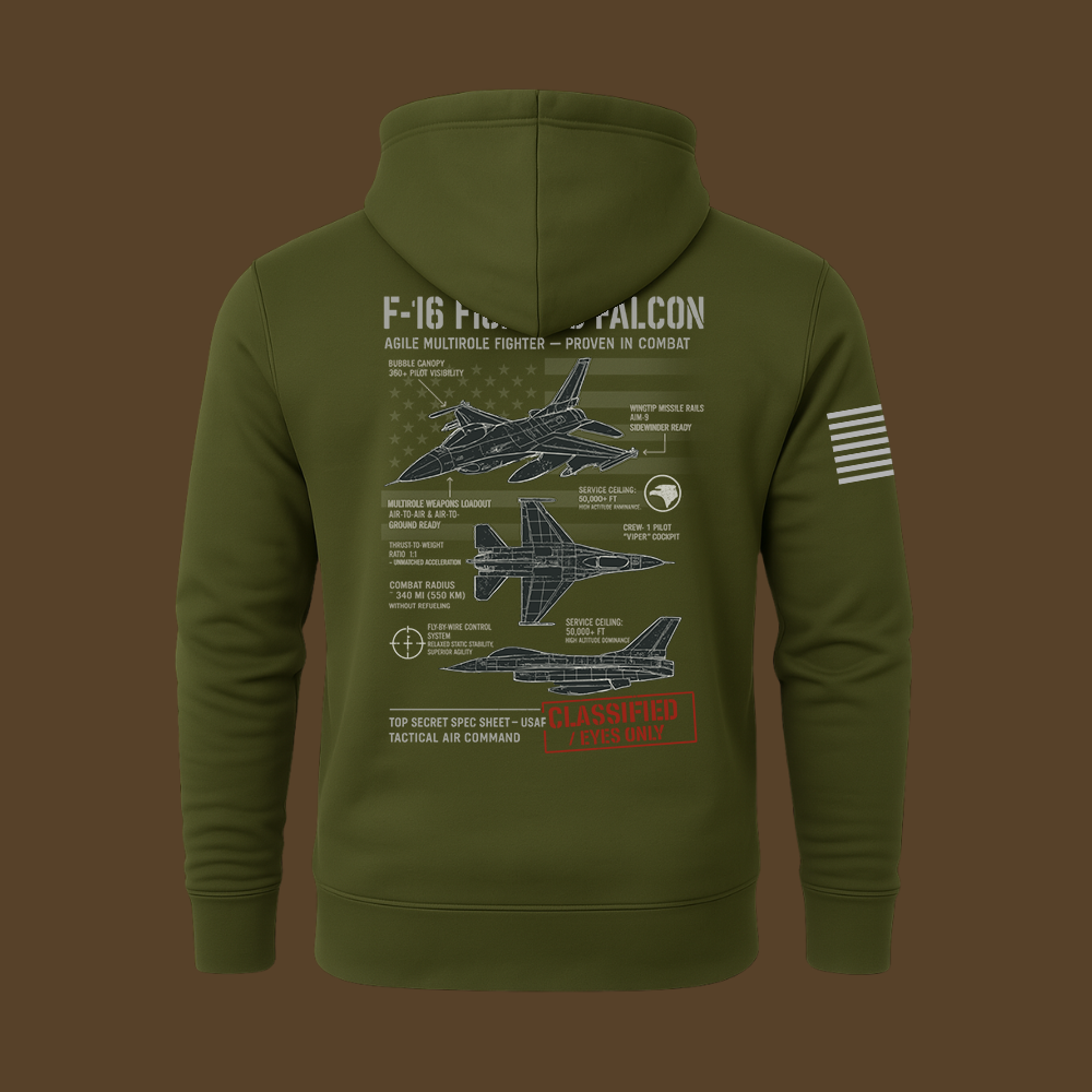 F-16 Fighting Falcon Schematic Hoodie