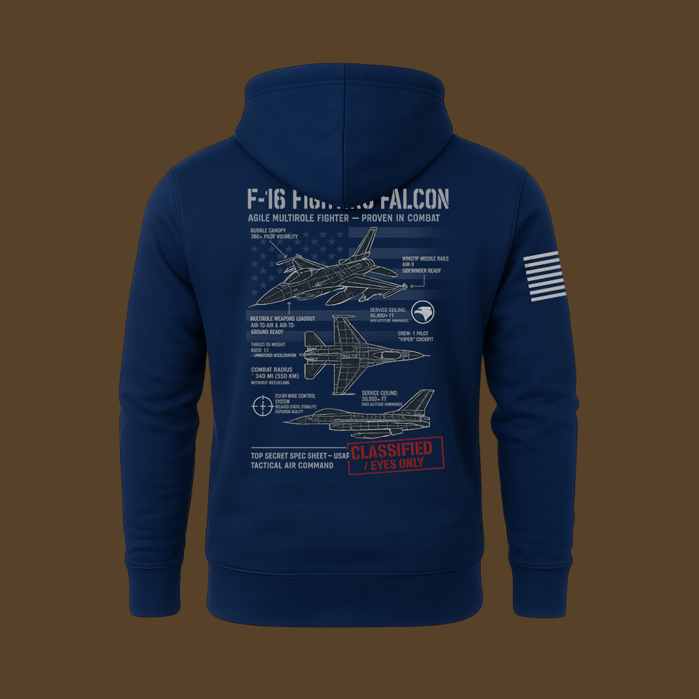 F-16 Fighting Falcon Schematic Hoodie