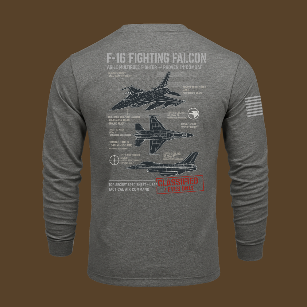 F-16 Fighting Falcon Schematic Long Sleeve