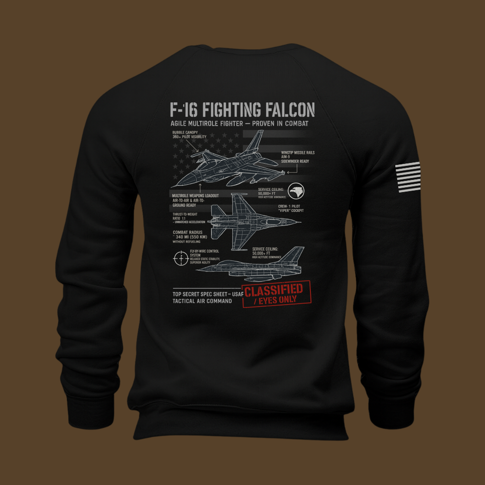 F-16 Fighting Falcon Schematic Sweatshirt