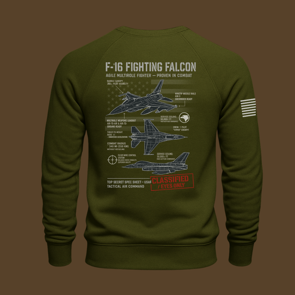 F-16 Fighting Falcon Schematic Sweatshirt