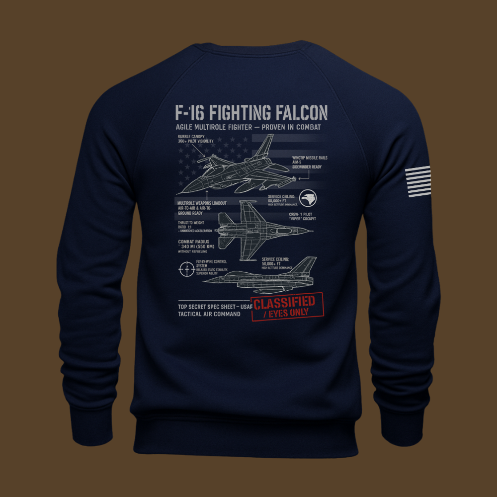 F-16 Fighting Falcon Schematic Sweatshirt