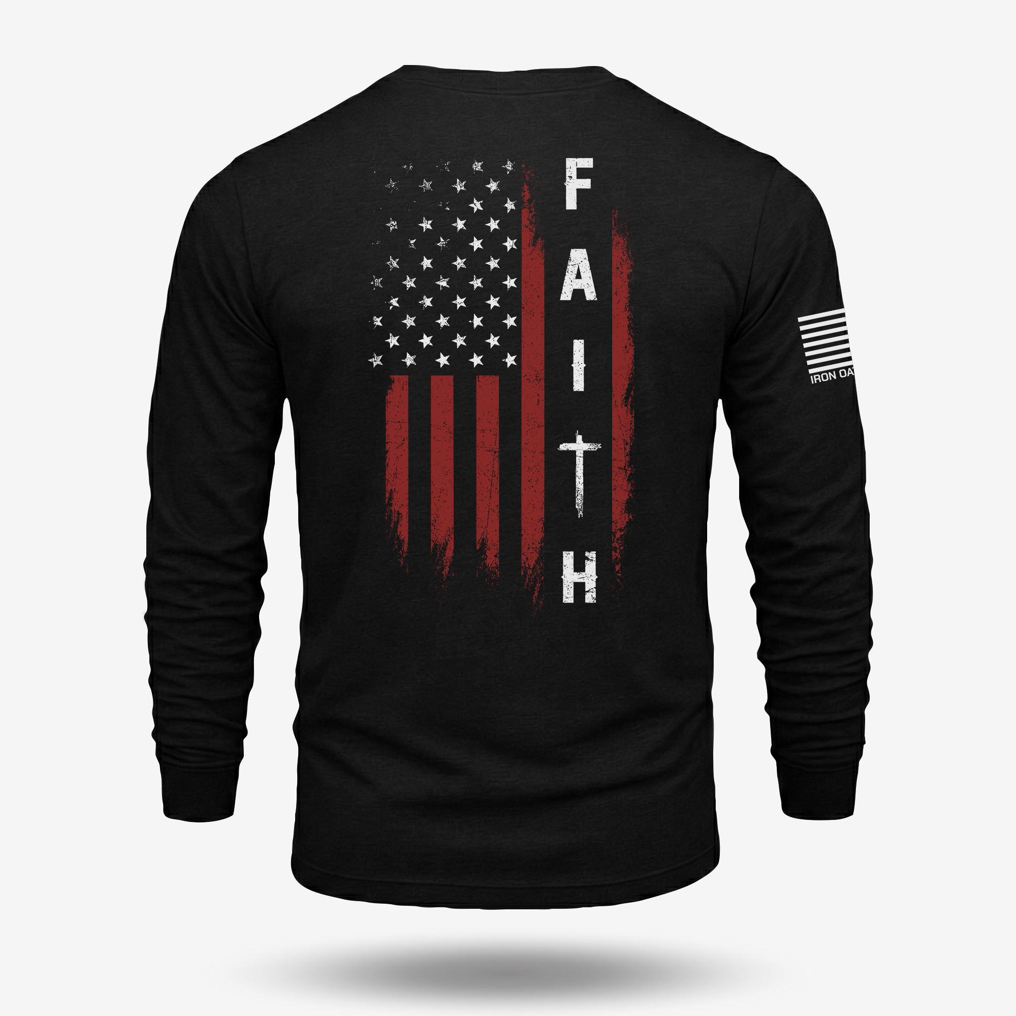 Faith Over Fear – Distressed American Flag Long Sleeve