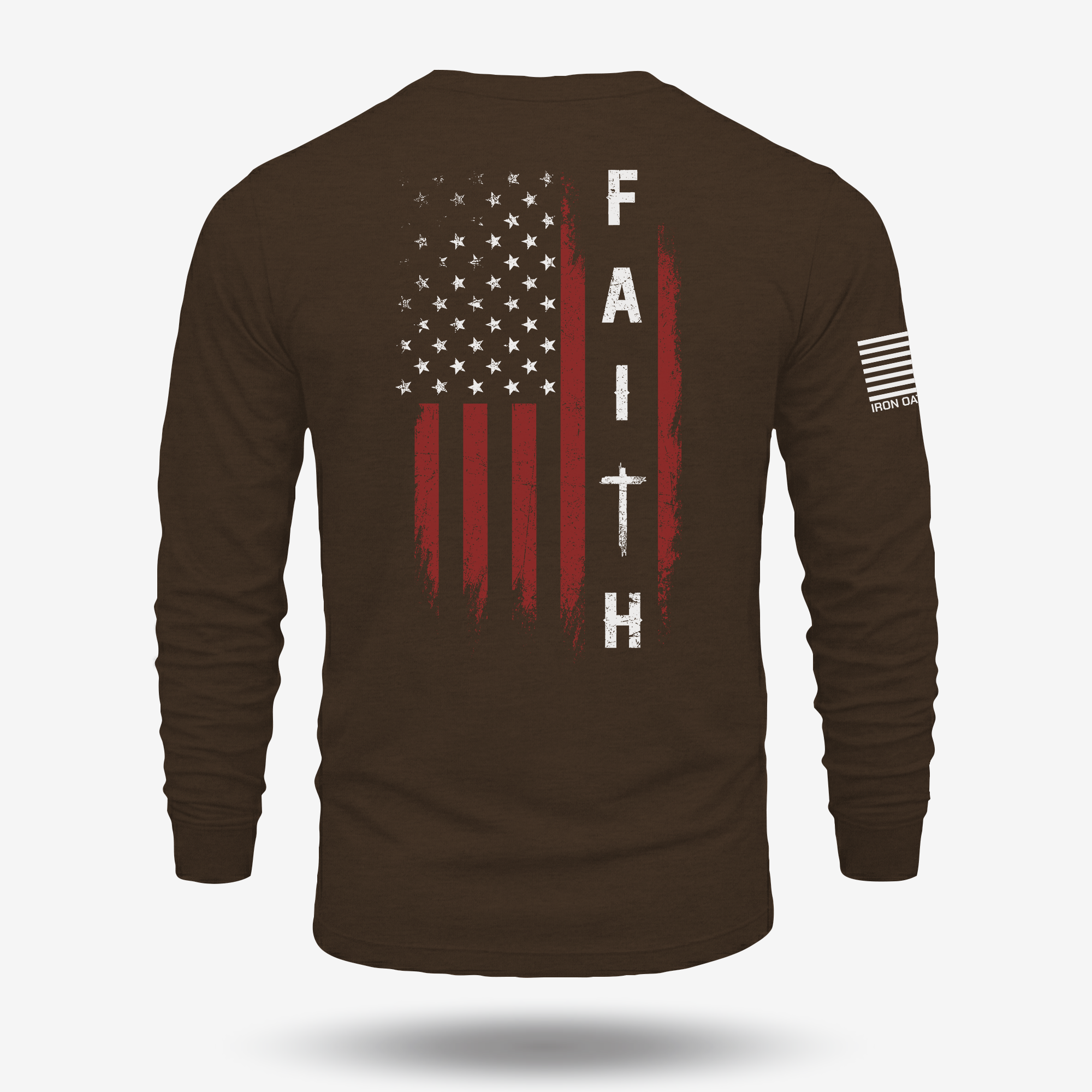 Faith Over Fear – Distressed American Flag Long Sleeve
