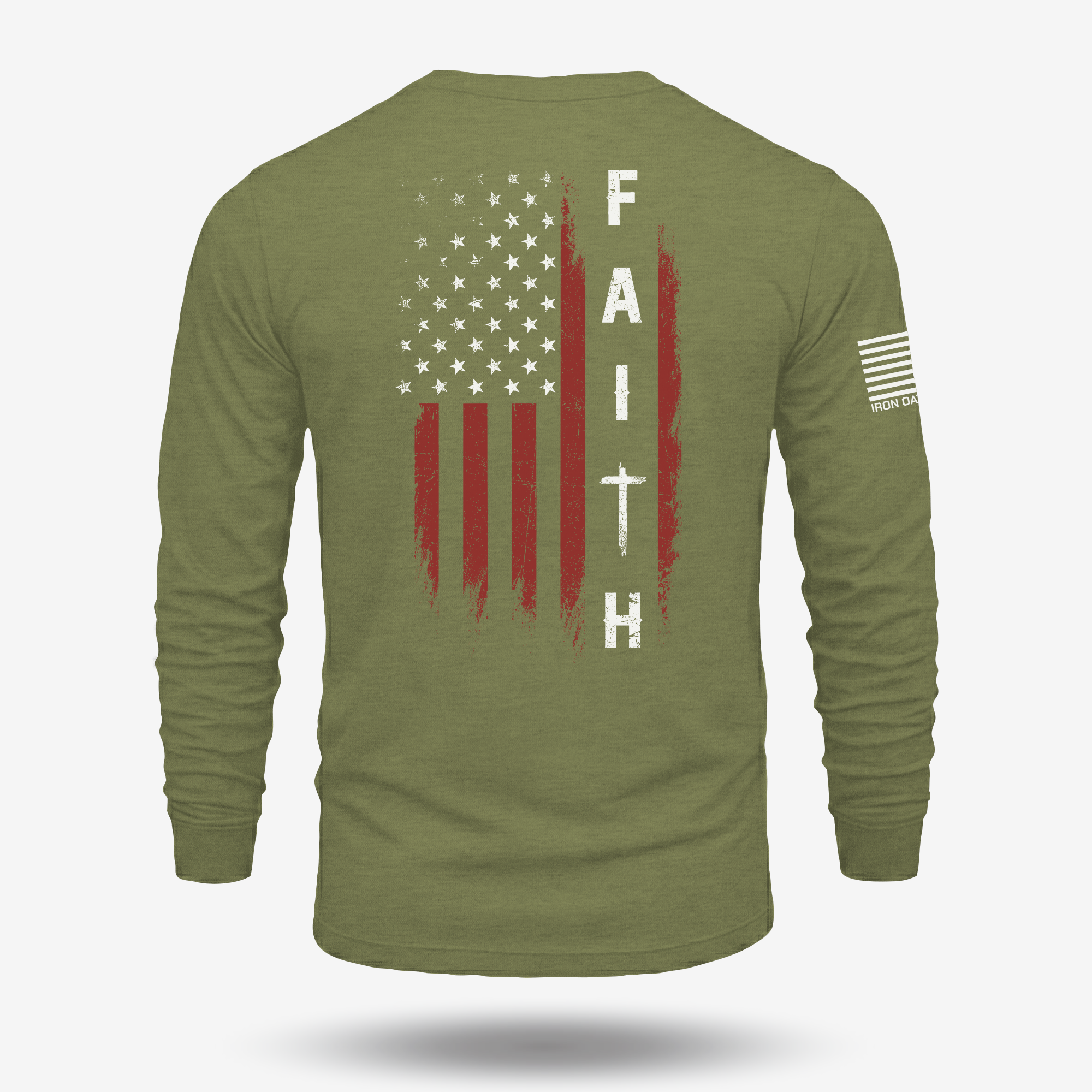 Faith Over Fear – Distressed American Flag Long Sleeve