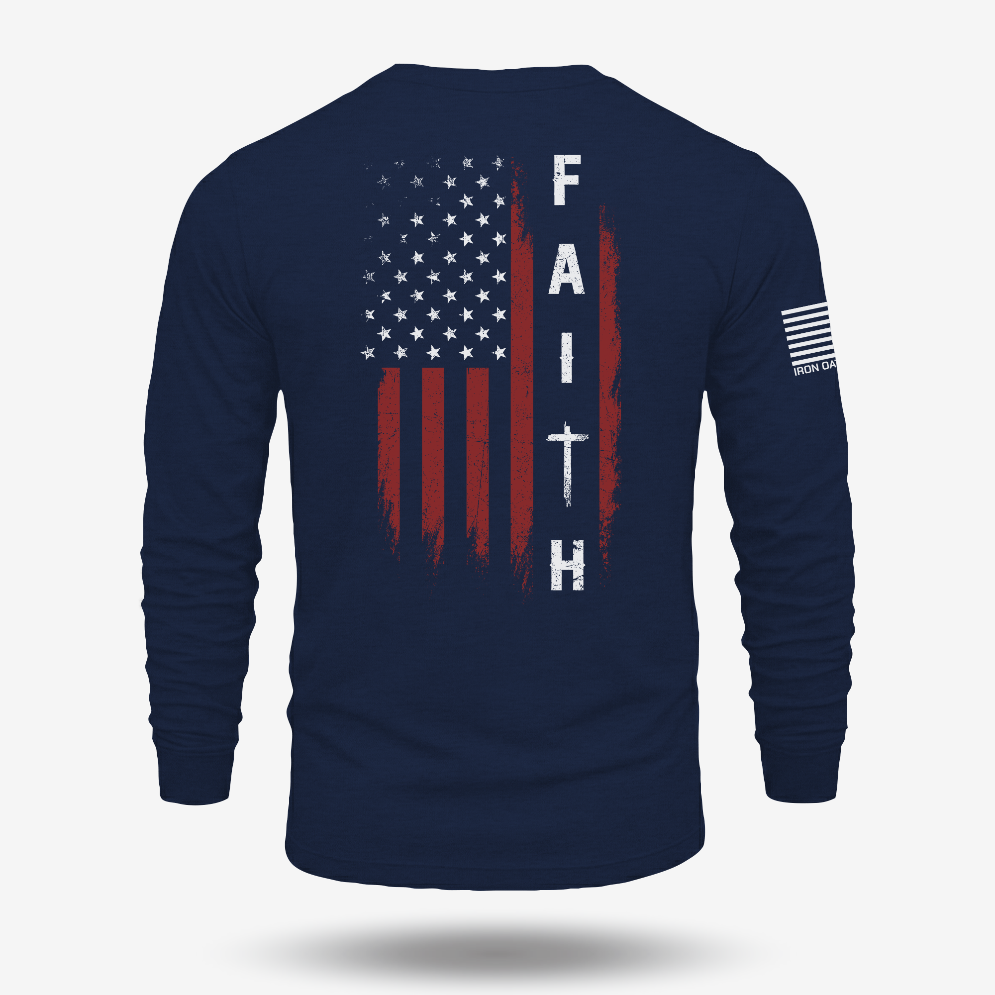 Faith Over Fear – Distressed American Flag Long Sleeve