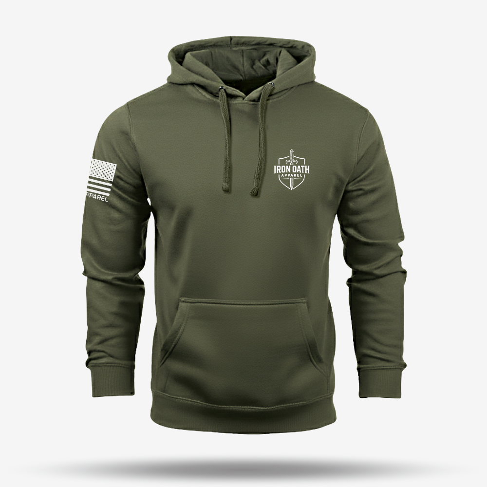 Faith Over Fear – Distressed American Flag Hoodie