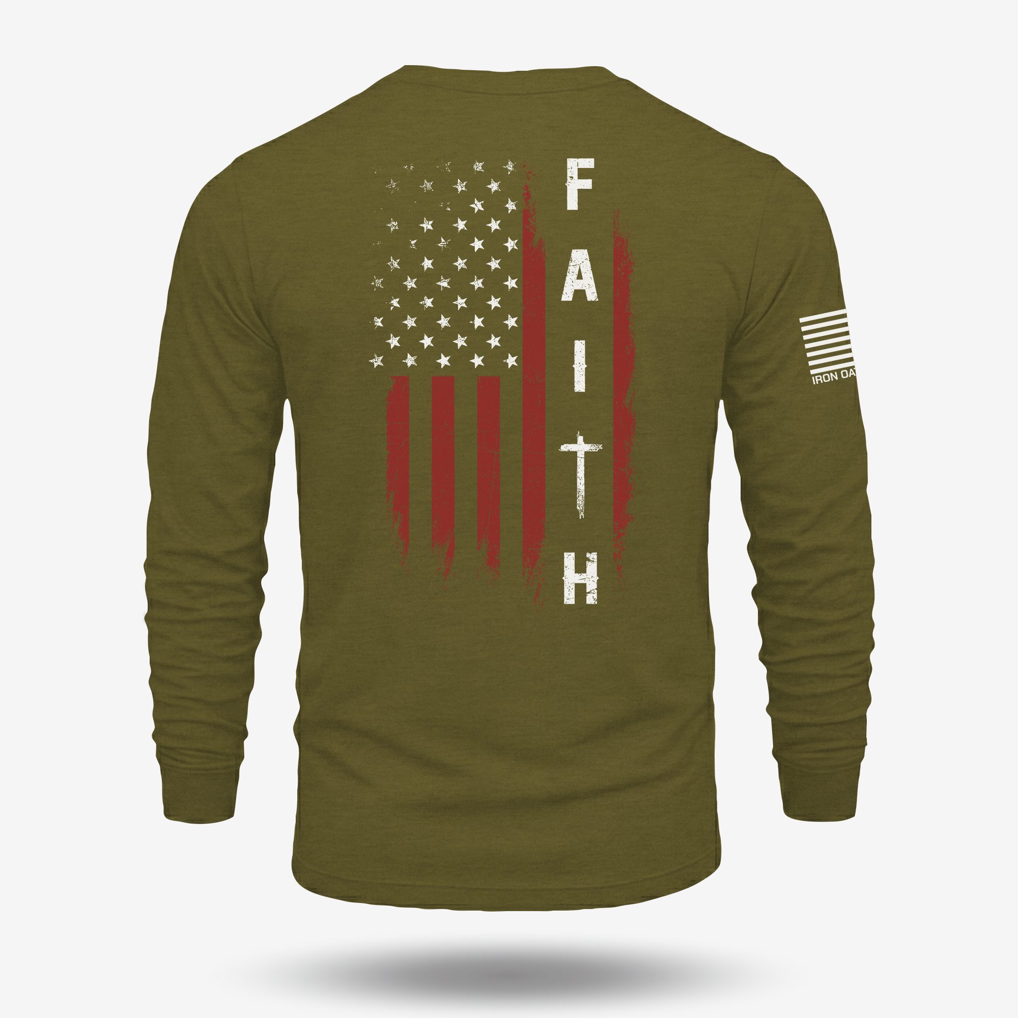 Faith Over Fear – Distressed American Flag Long Sleeve