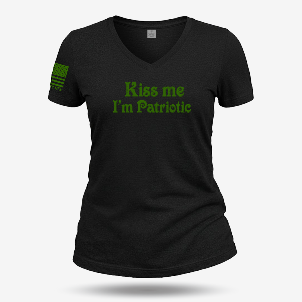 Kiss Me I'm Patriotic Women's V-Neck