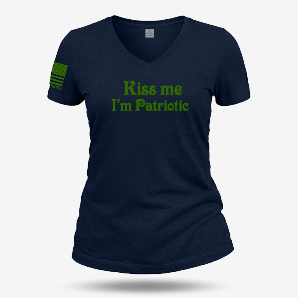 Kiss Me I'm Patriotic Women's V-Neck