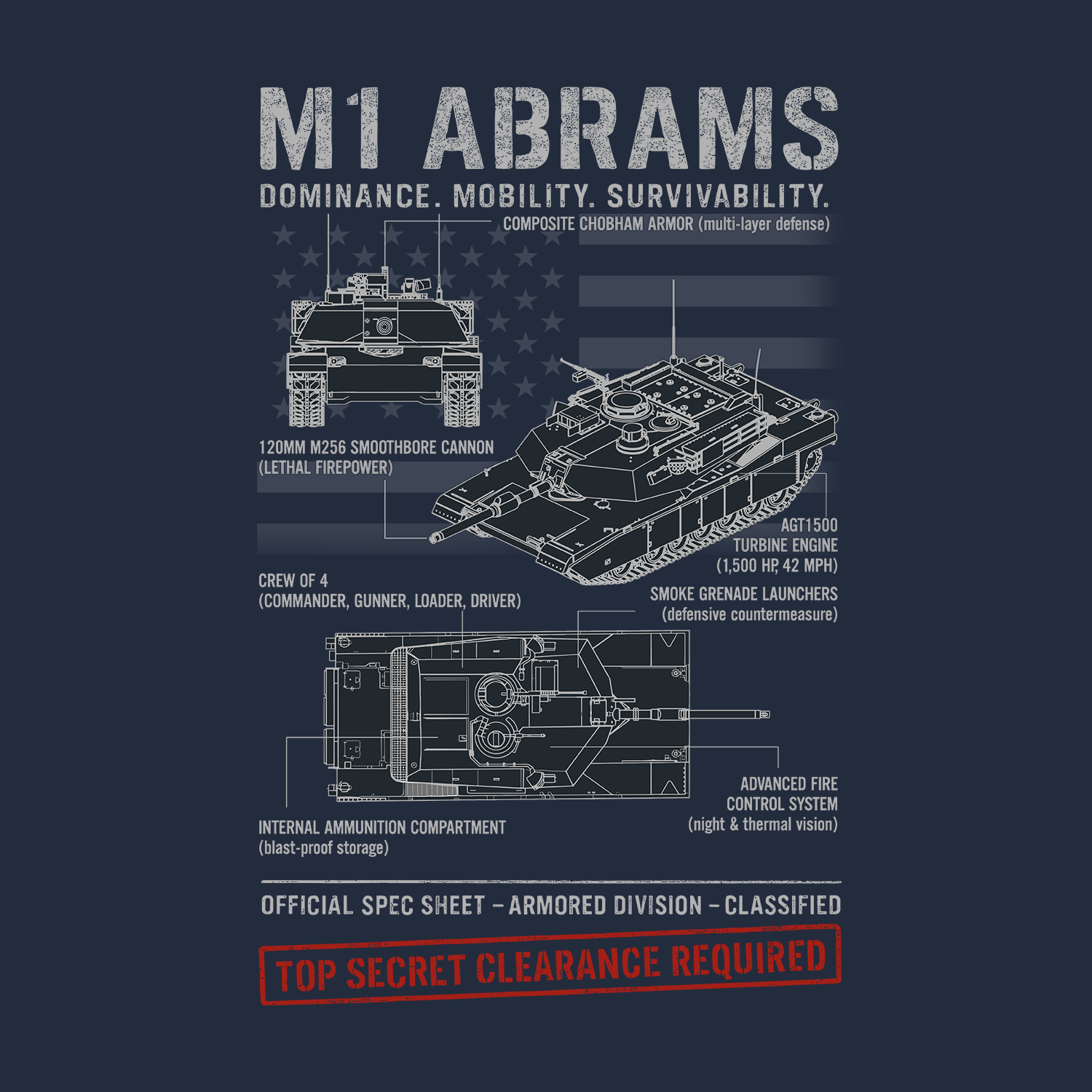 M1 Abrams Schematic Long Sleeve