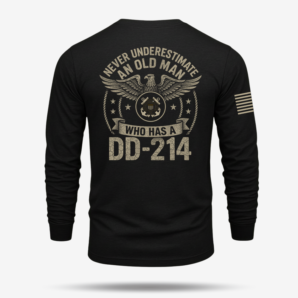 Never Underestimate An Old Man Us Coast Guard Veteran Long Sleeve