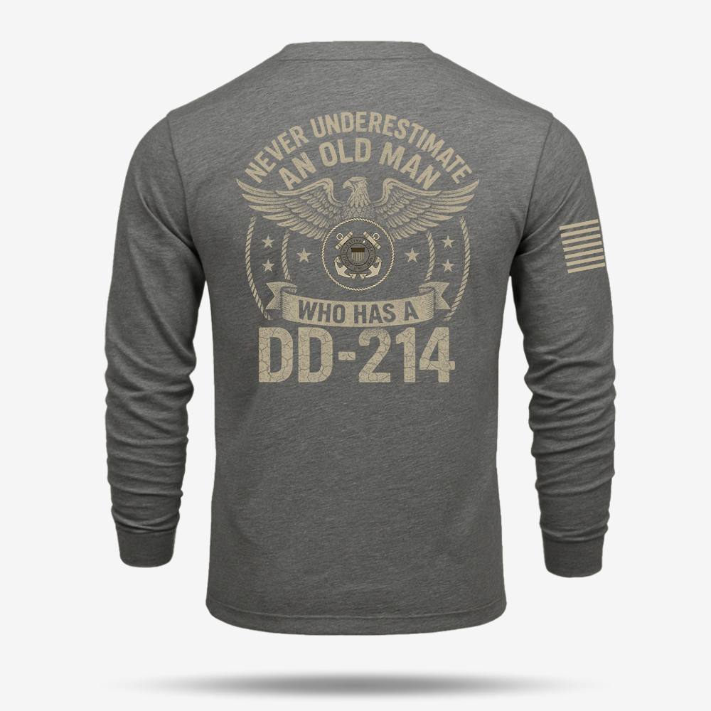 Never Underestimate An Old Man Us Coast Guard Veteran Long Sleeve