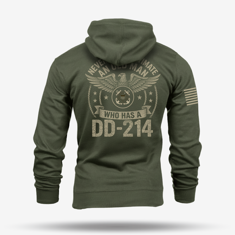 Never Underestimate An Old Man Us Coast Guard Veteran Hoodie