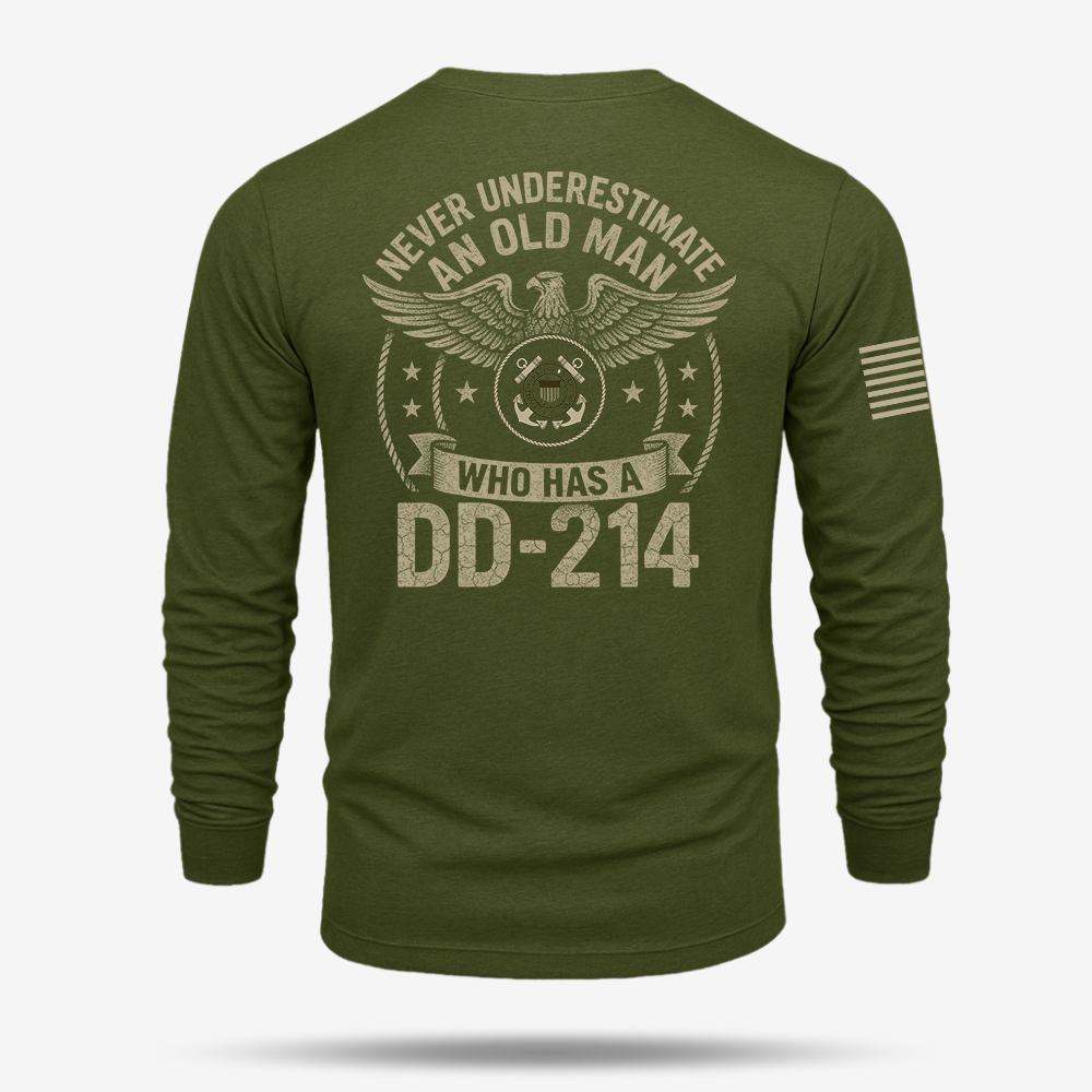 Never Underestimate An Old Man Us Coast Guard Veteran Long Sleeve