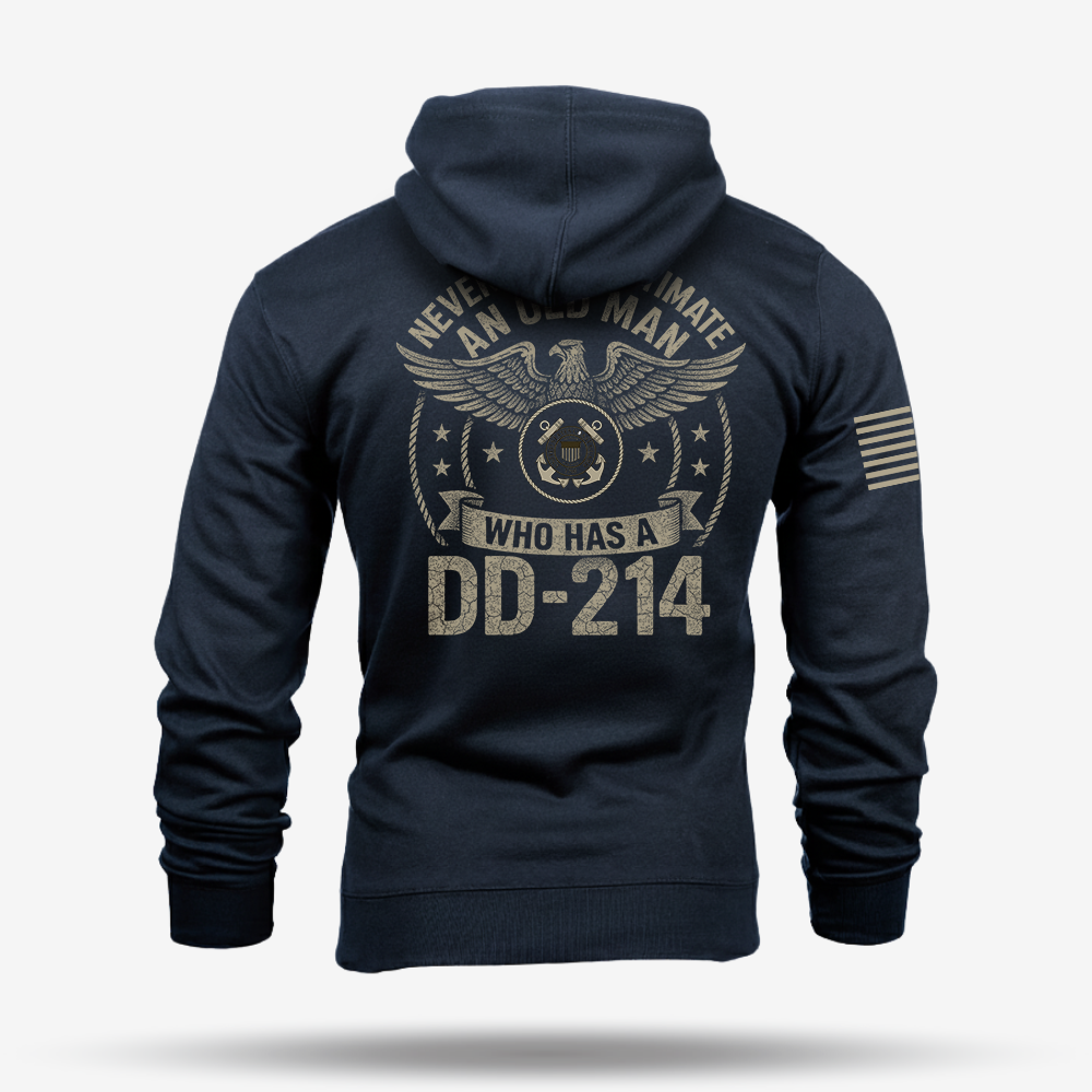 Never Underestimate An Old Man Us Coast Guard Veteran Hoodie