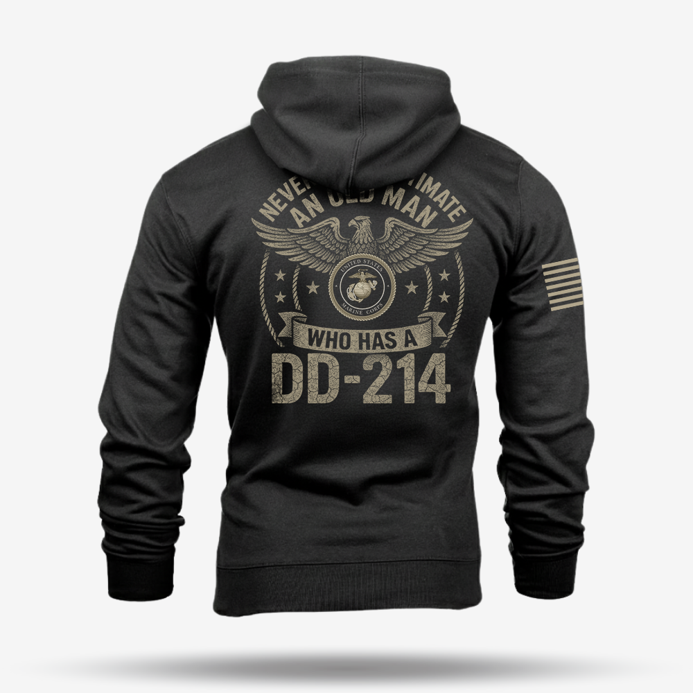 Never Underestimate An Old Man Us Marine Veteran Hoodie