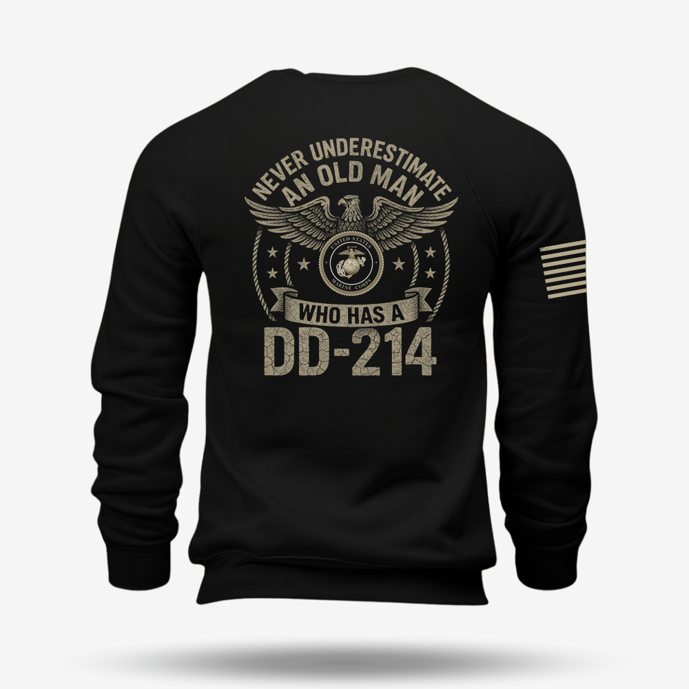 Never Underestimate An Old Man Us Marine Veteran Sweatshirt