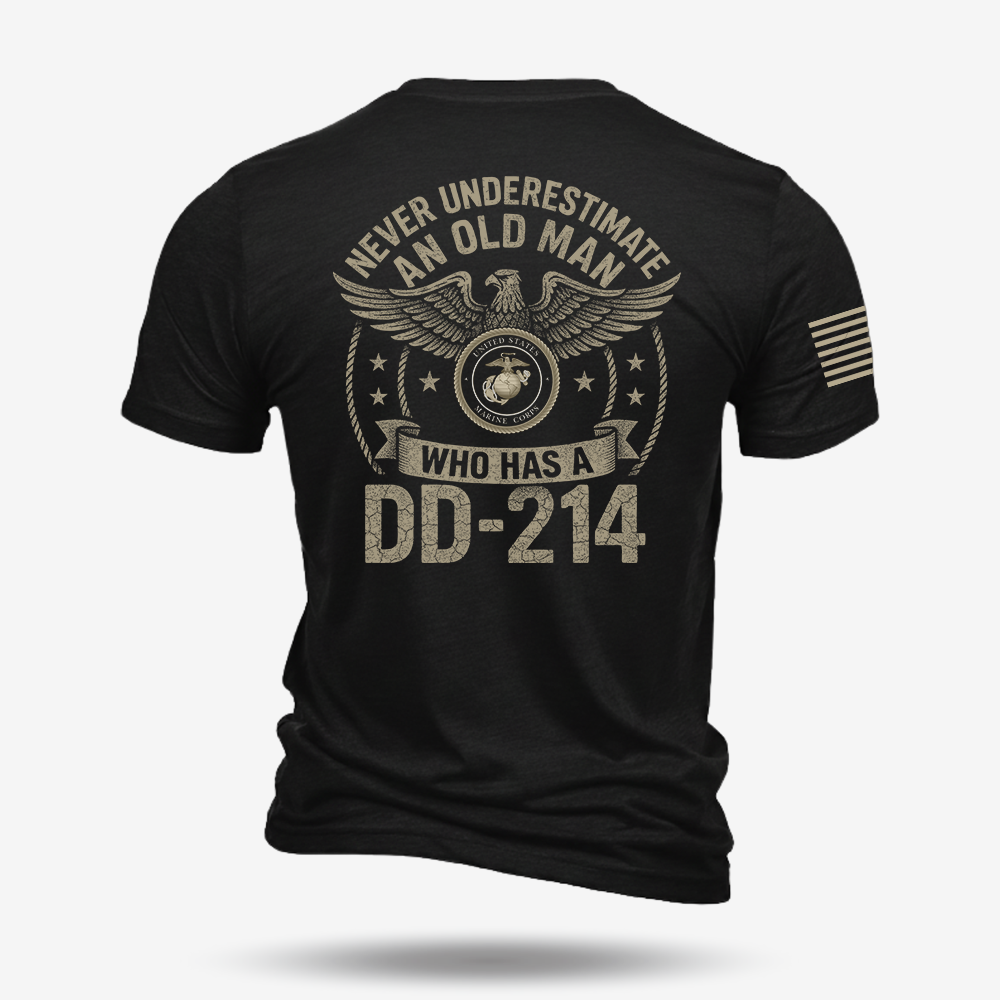 Never Underestimate An Old Man Us Marine Veteran T Shirt