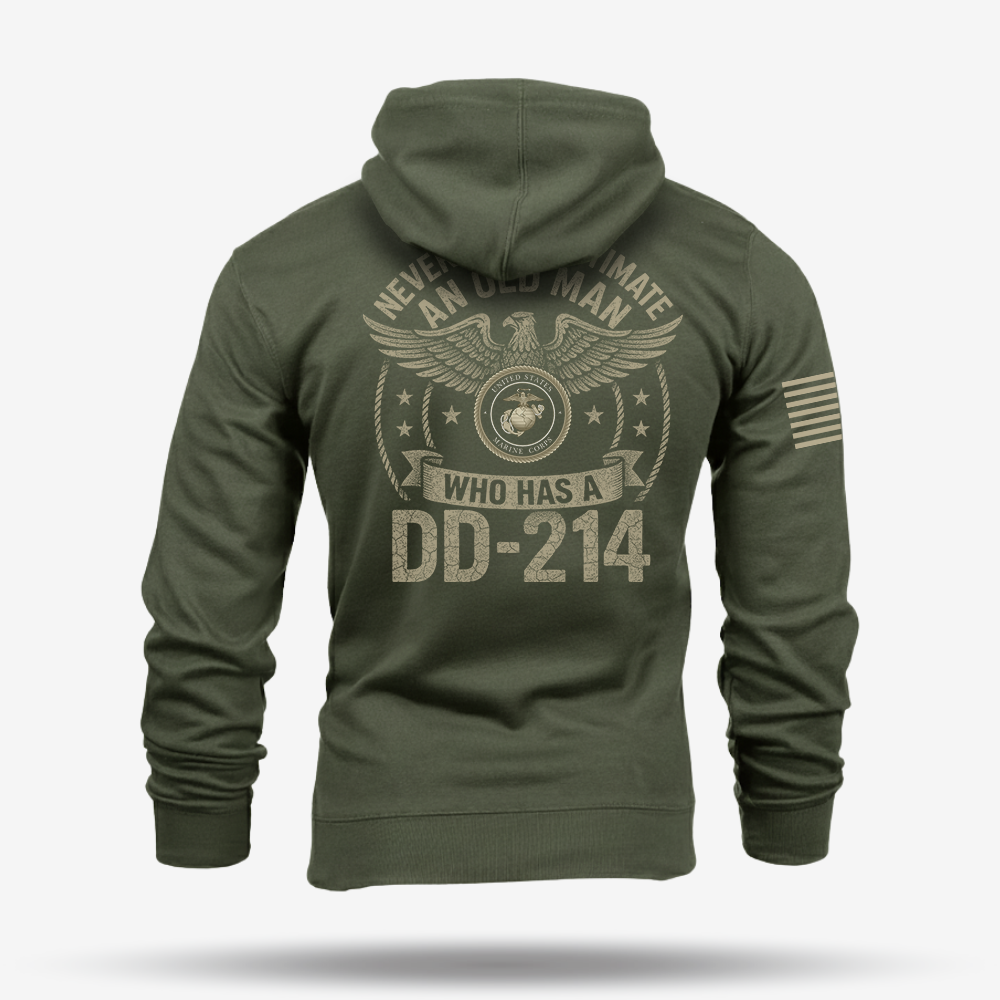 Never Underestimate An Old Man Us Marine Veteran Hoodie