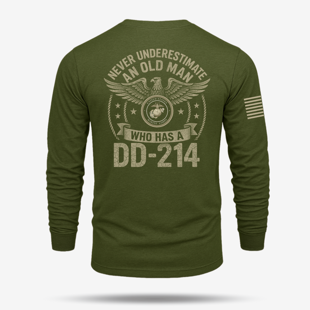 Never Underestimate An Old Man Us Marine Veteran Long Sleeve