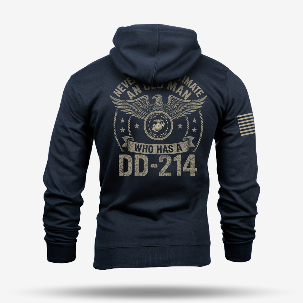 Never Underestimate An Old Man Us Marine Veteran Hoodie