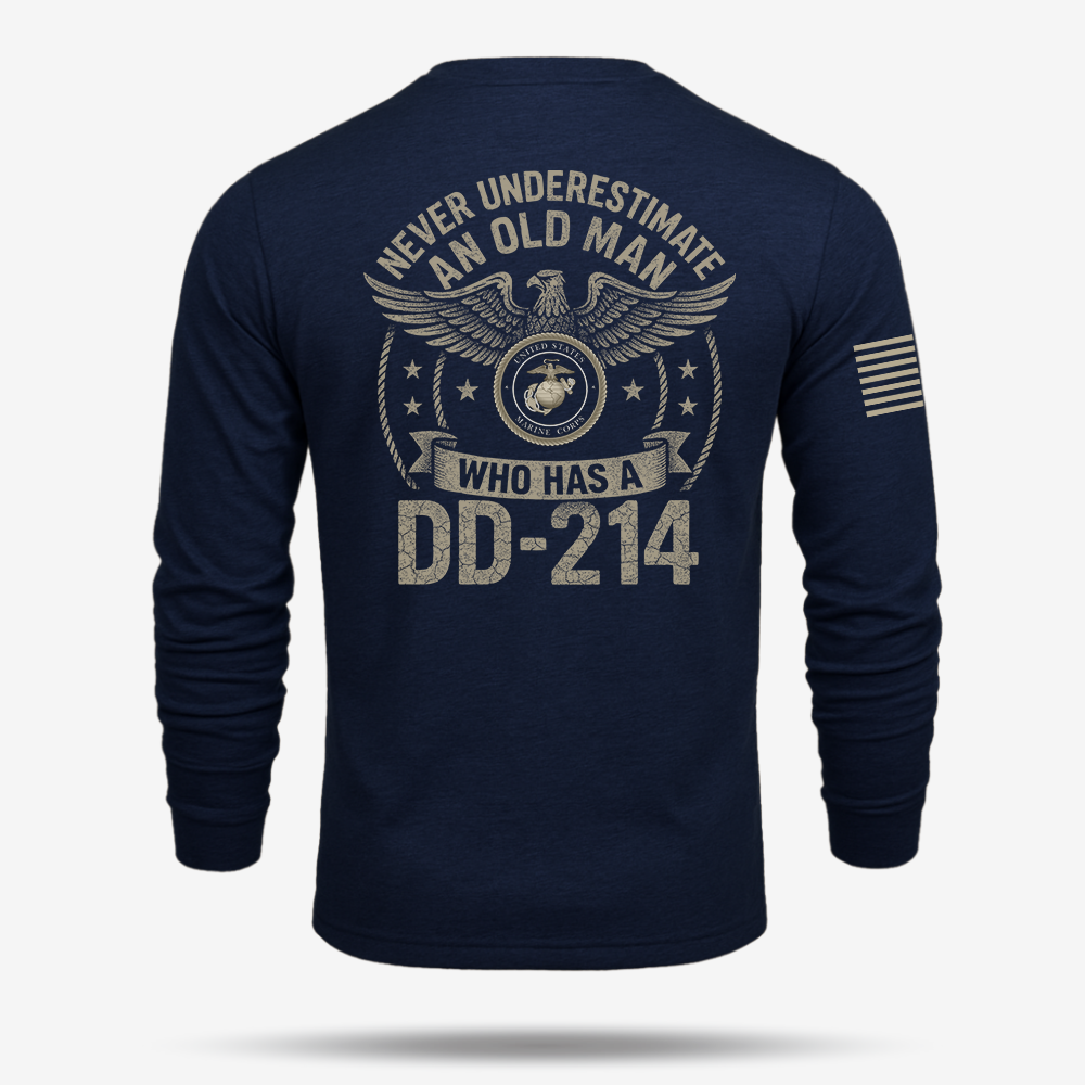 Never Underestimate An Old Man Us Marine Veteran Long Sleeve