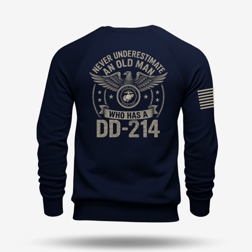 Never Underestimate An Old Man Us Marine Veteran Sweatshirt