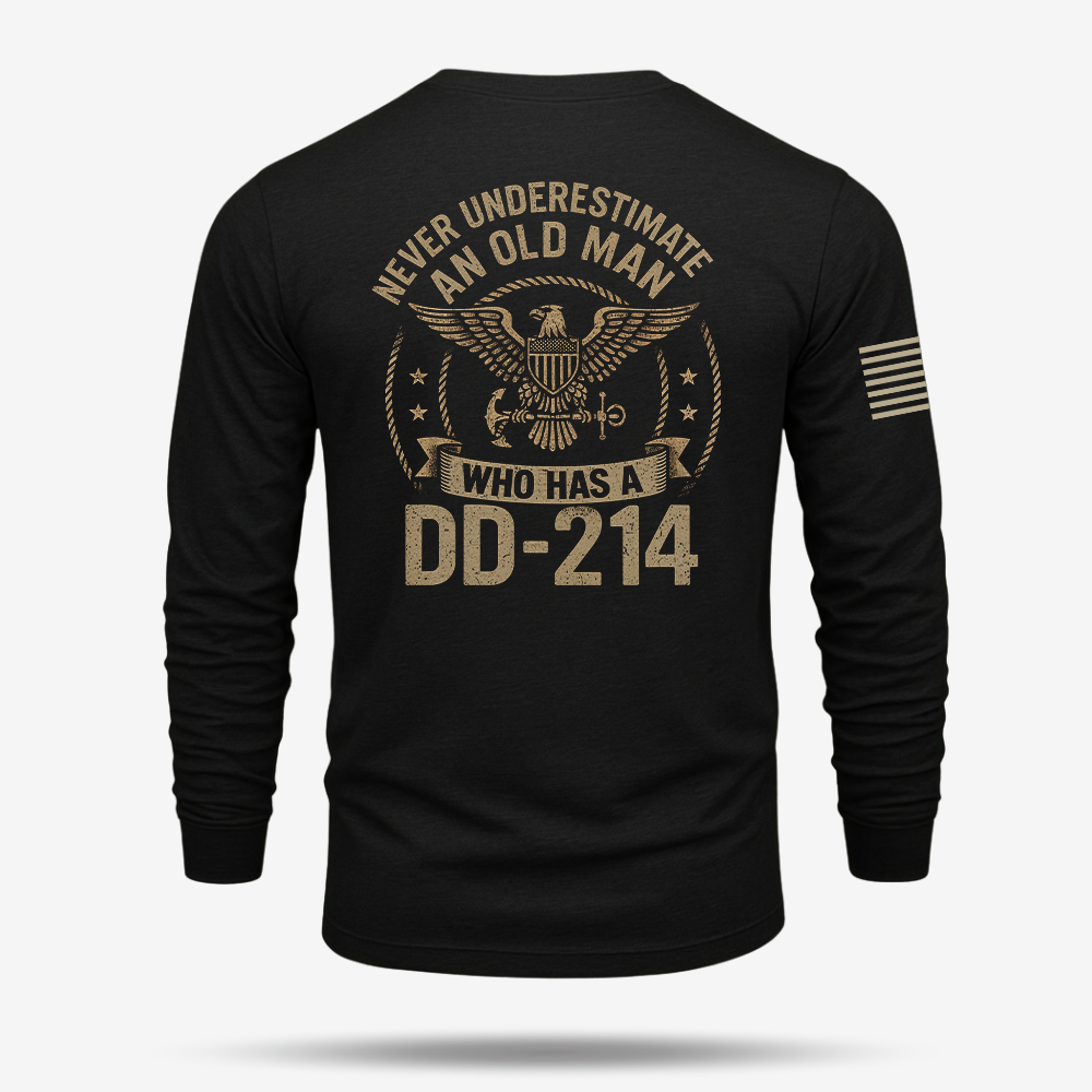 Never Underestimate An Old Man Us Navy Veteran Long Sleeve