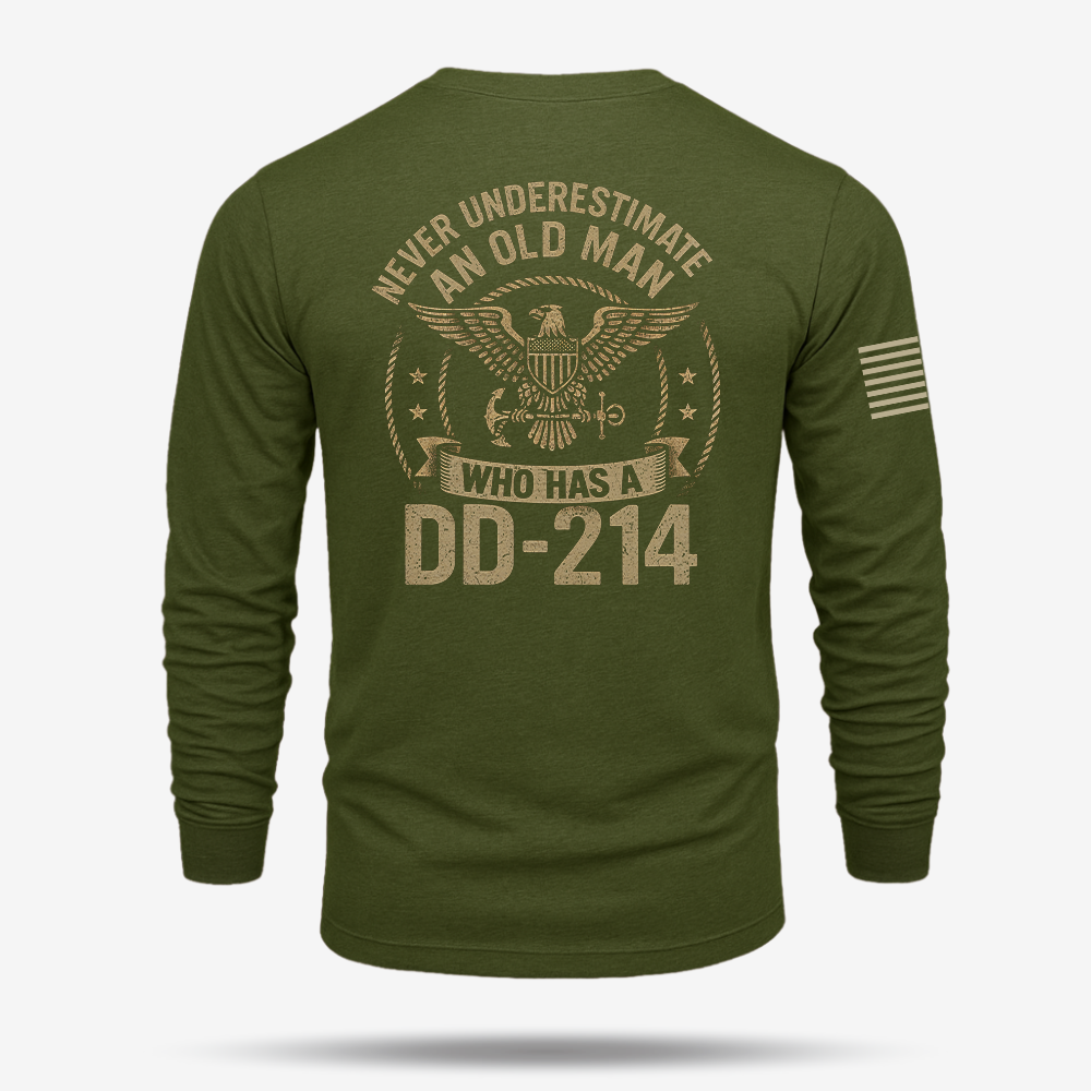 Never Underestimate An Old Man Us Navy Veteran Long Sleeve
