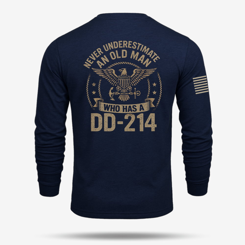 Never Underestimate An Old Man Us Navy Veteran Long Sleeve
